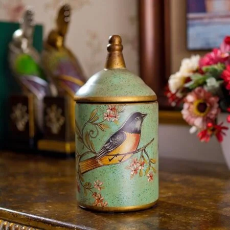 Cherry Bird Ceramic Jar