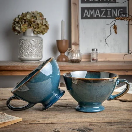 Vintage Blue Ceramic Mug