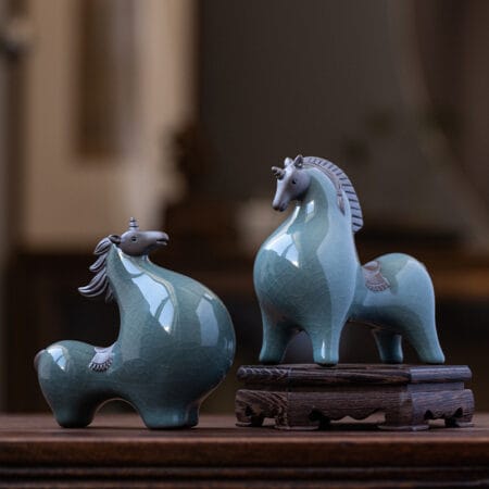 Ceramic Stallion Figurines